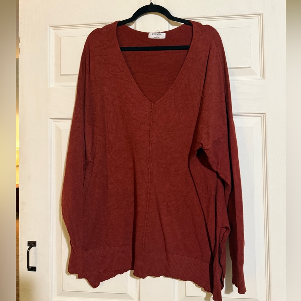 Chic Soul Rust V-Neck Sweater